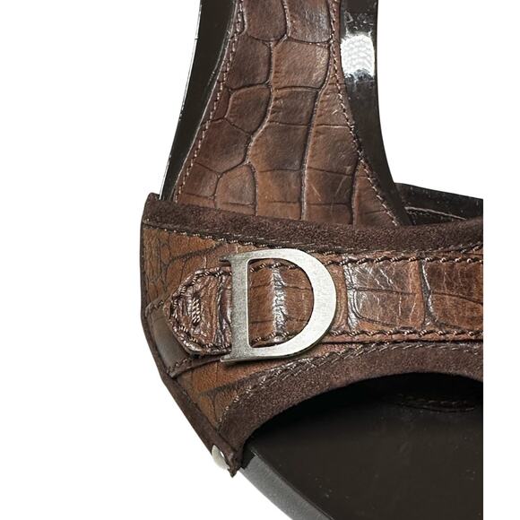 Dior Vintage John Galliano Croc Embossed Logo Mules Slides Heels Sandals 40 NEW - Picture 8 of 10